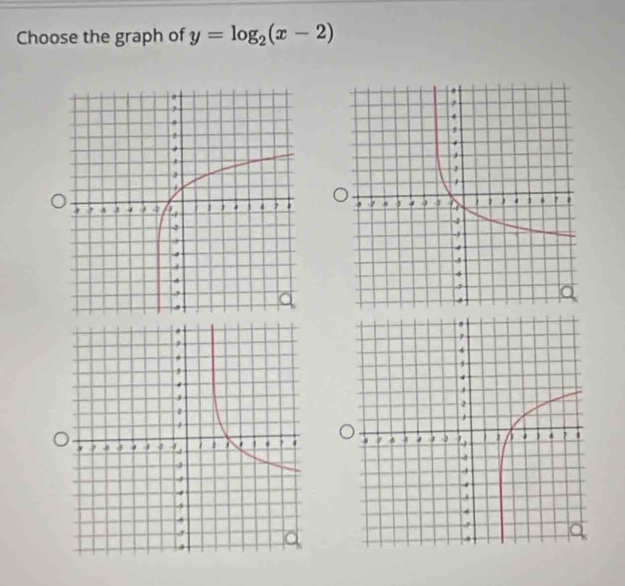 Choose the graph of y=log _2(x-2)