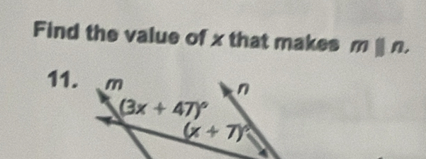 Find the value of x that makes m||n
11.