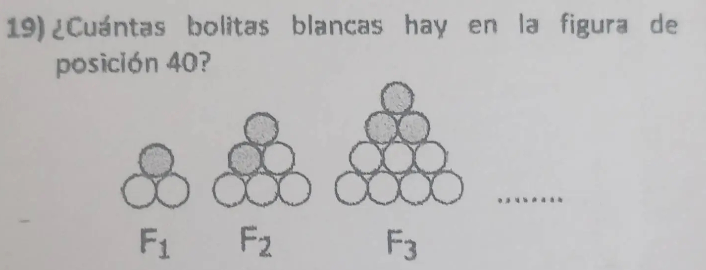 ¿Cuántas bolitas blancas hay en la figura de
posición 40?