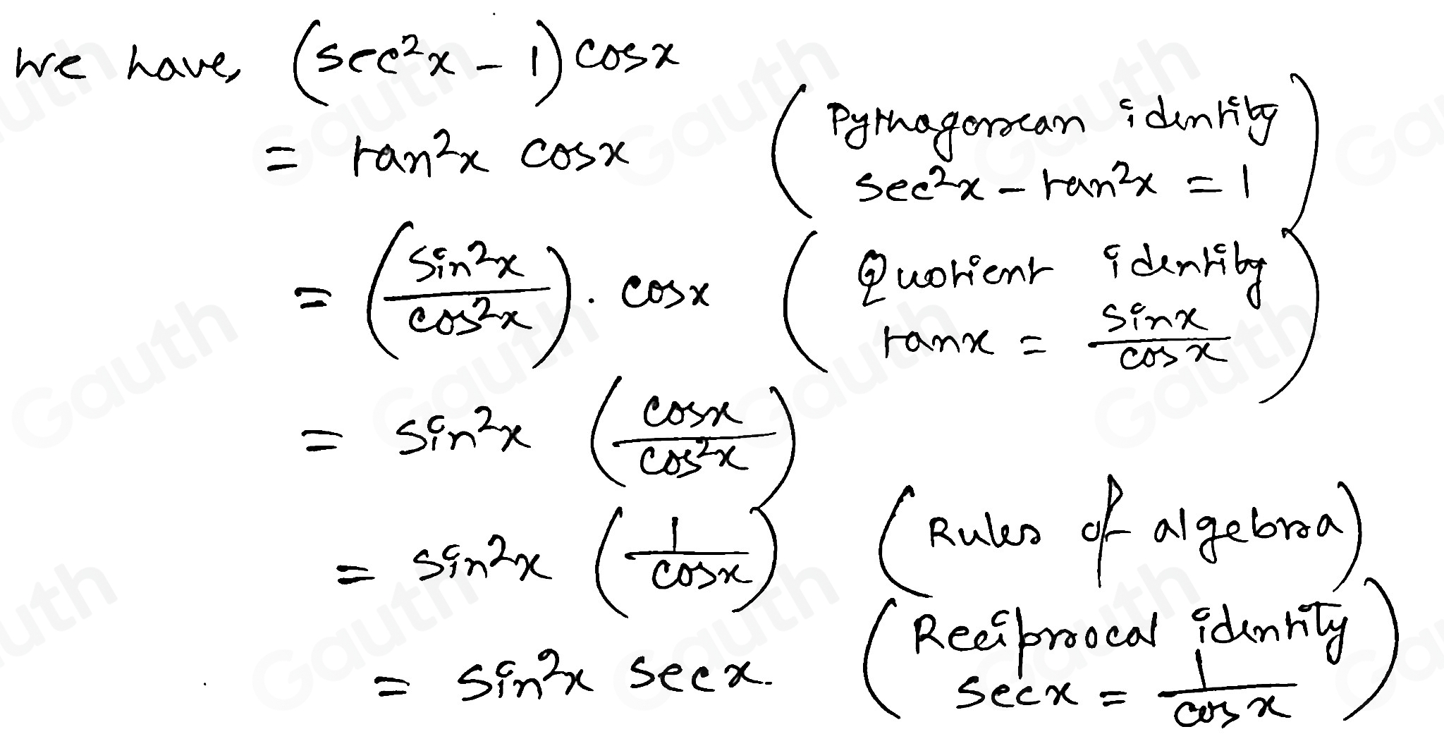 Solved: Complete the proof of the identity by choosing the Rule that ...