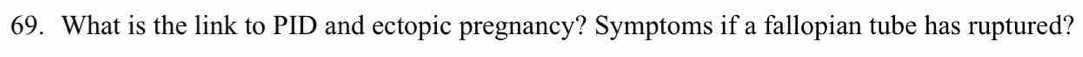 What is the link to PID and ectopic pregnancy? Symptoms if a fallopian tube has ruptured?