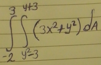 ∈t _(-2)^3∈t _(-2)^2^(4/3)(3x^2+y^2)dA