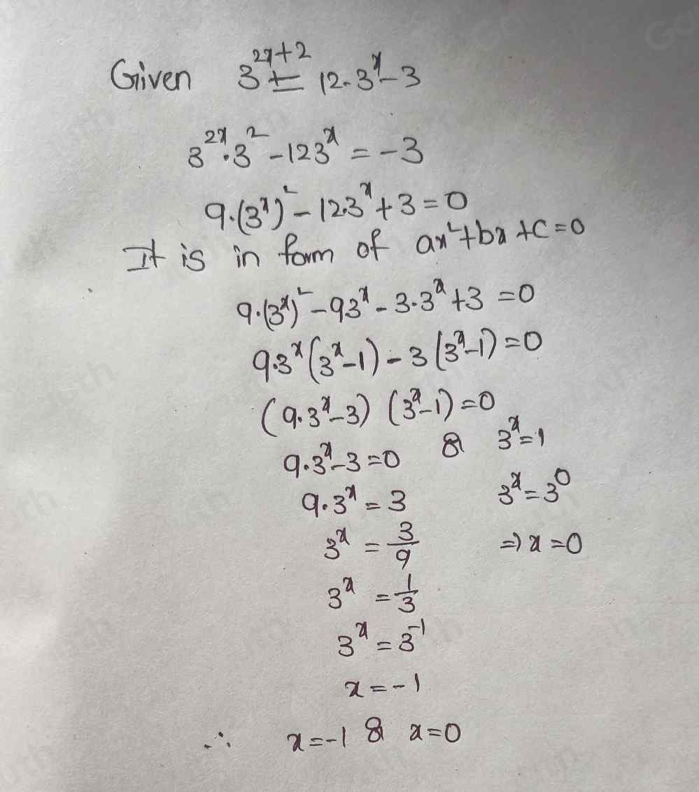 Solved: 3(2x+2)^(=12.3x)^-3 5 [Math]