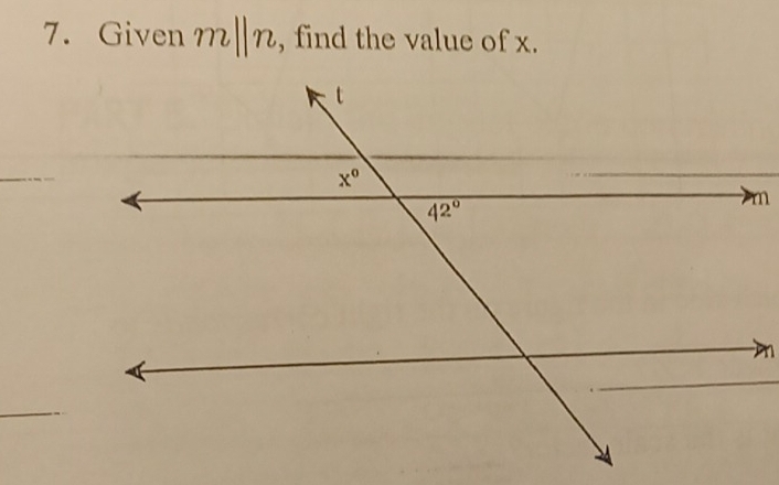 Given m||n , find the value of x.