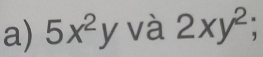 5x^2y và 2xy^2.