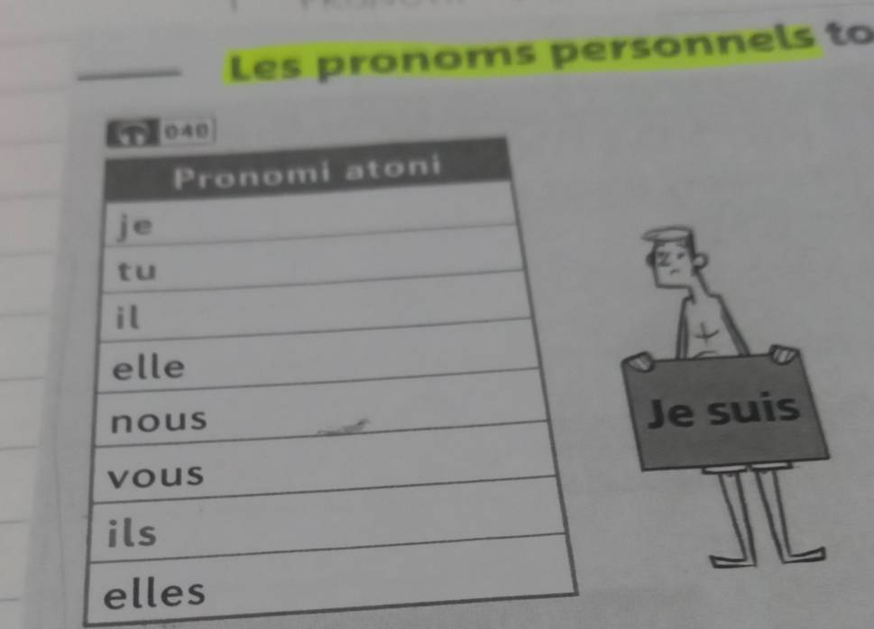 Les pronoms personnels to
Je suis
JL