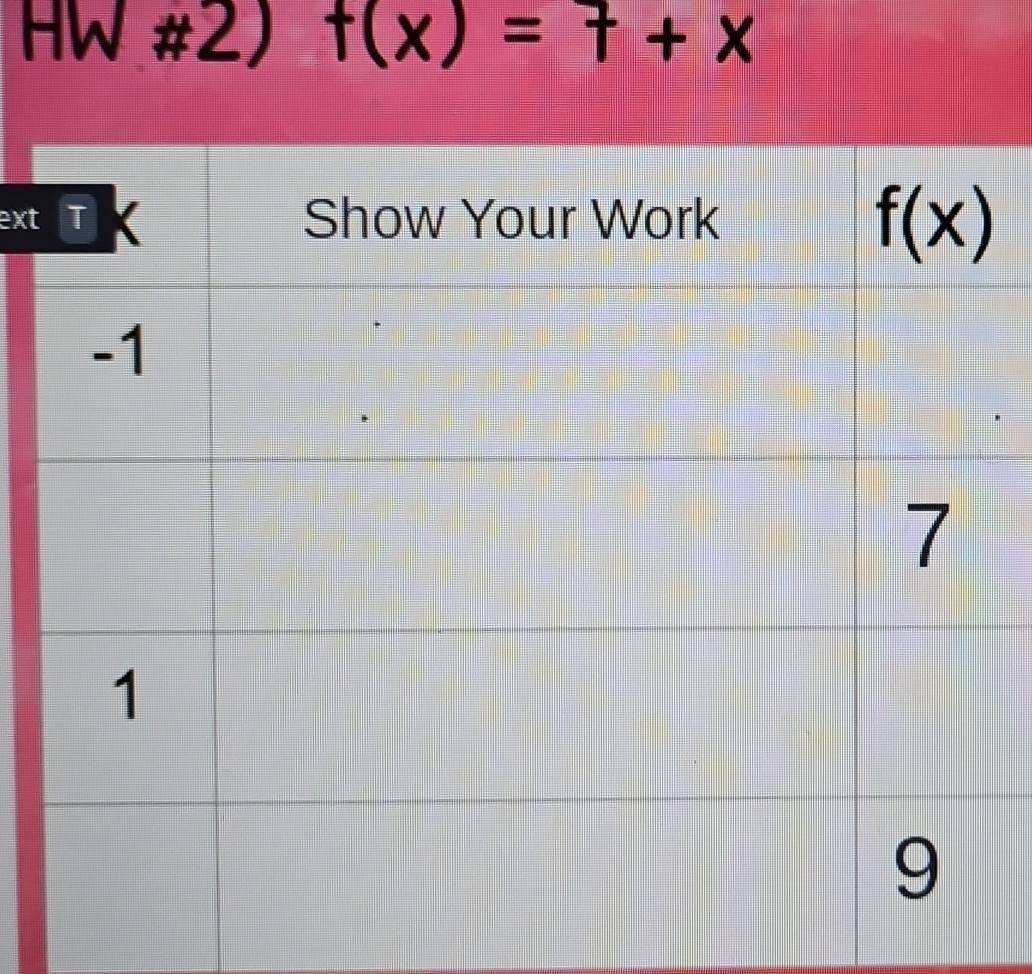 HW #2) f(x)=7+x
ext