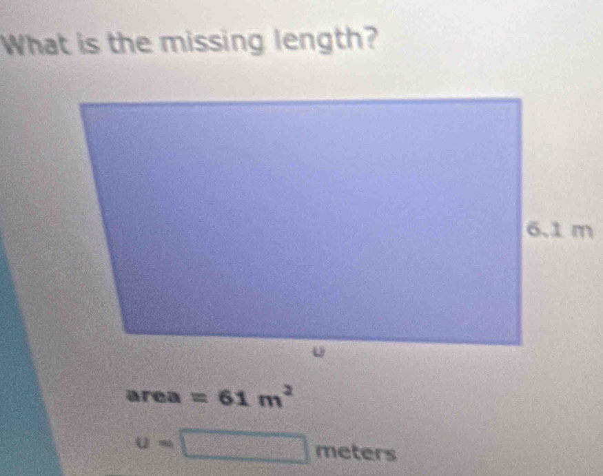 What is the missing length? 
ar en =61m^2
u=□ meters