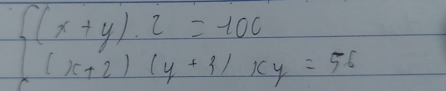  (x+y),2=100
(x+2)(y+3)xy=56