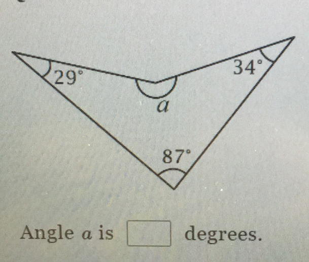 Angle a is degrees.