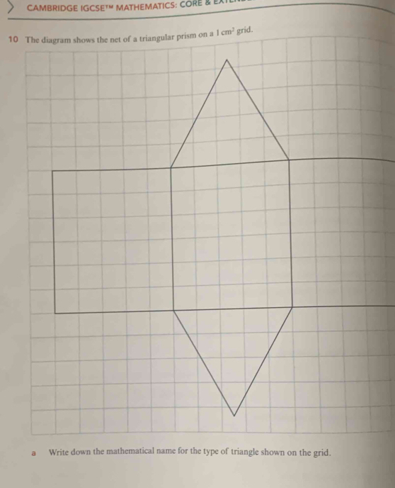 CAMBRIDGE IGCS TM MATHEMATICS: CORE & EX
1cm^2 grid.