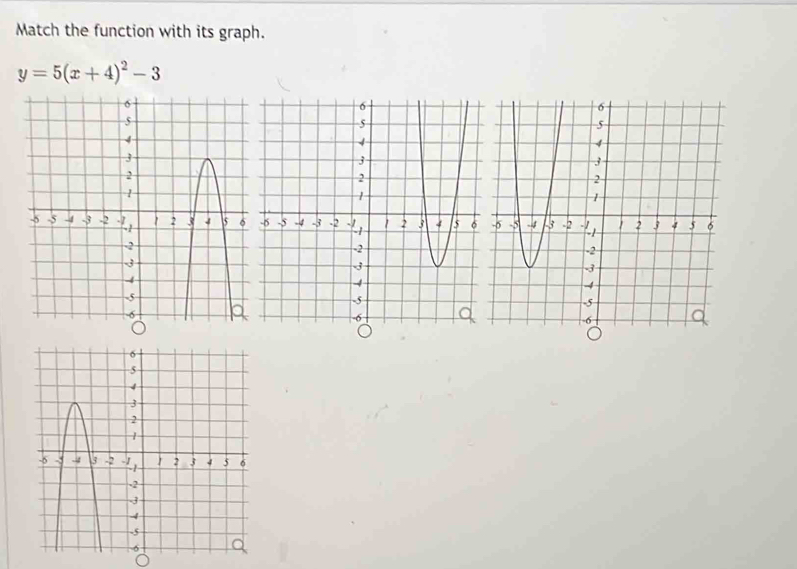 Match the function with its graph.
y=5(x+4)^2-3