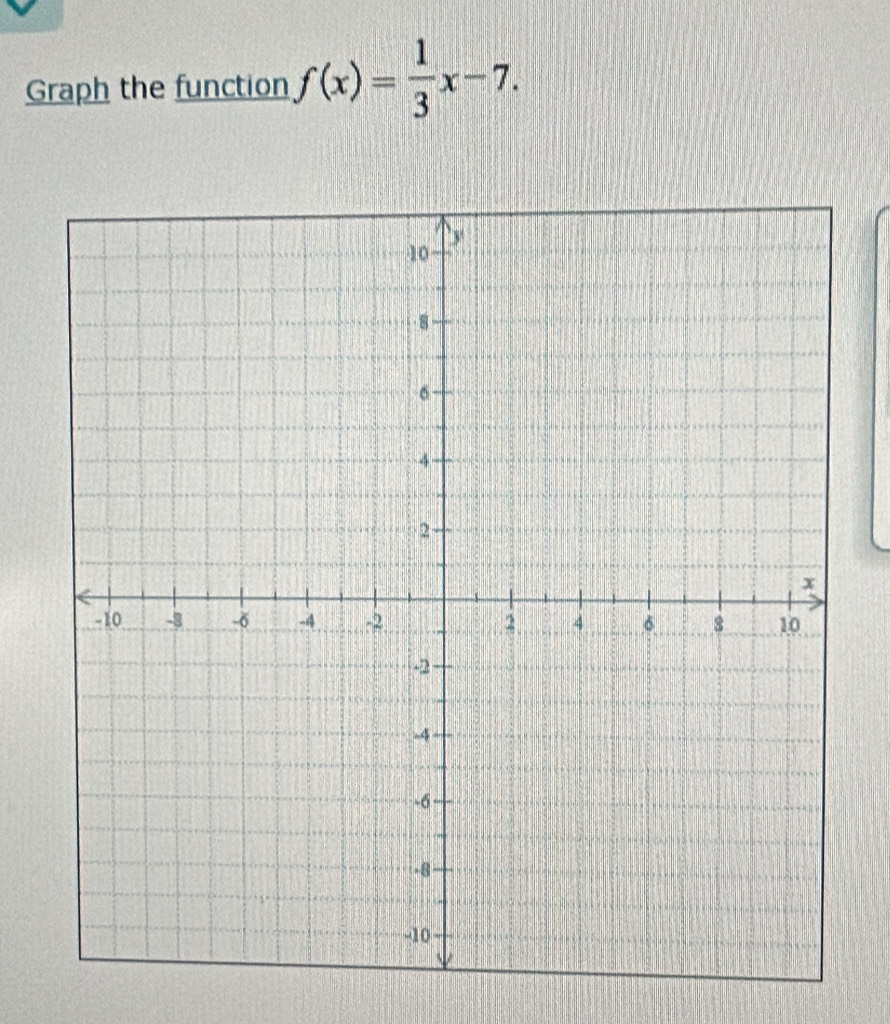 Graph the function f(x)= 1/3 x-7.