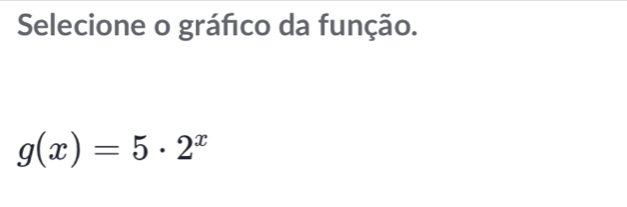 Selecione o gráfco da função.
g(x)=5· 2^x