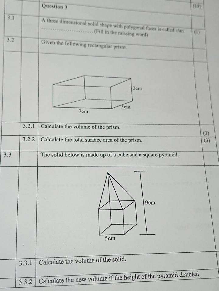 [15] 
3.1
3.2
3) 
3)
3.3
3.3.2 | Calculate the new volume if the height of the