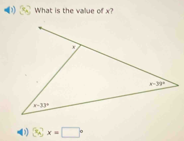 What is the value of x?
D  x_A x=□°