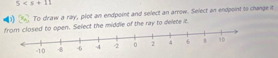 5
To draw a ray, plot an endpoint and select an arrow. Select an endpoint to change it 
o open. Select the middle of the ray to delete it.