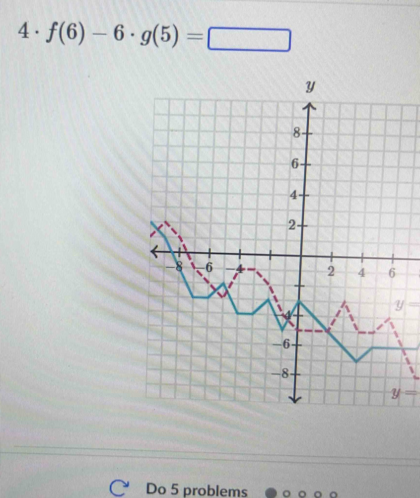 4 | f(6)-6· g(5)=□
y=
y=
Do 5 problems