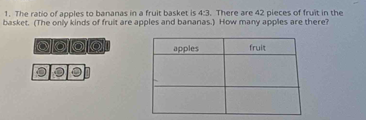Solved: The ratio of apples to bananas in a fruit basket is 4:3. There ...