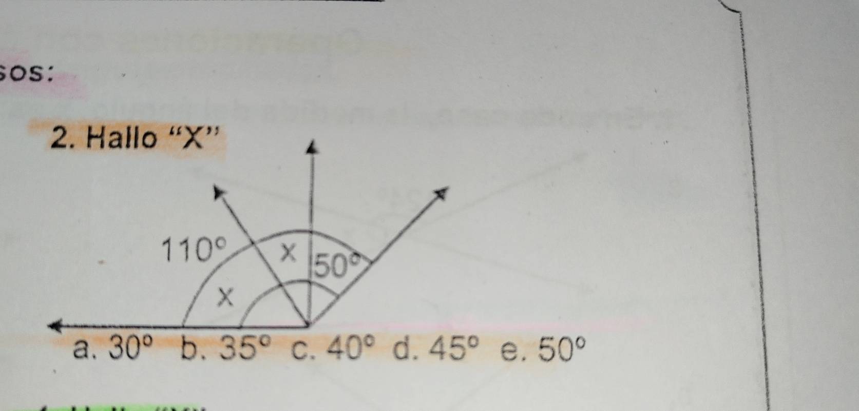 os:
e. 50°