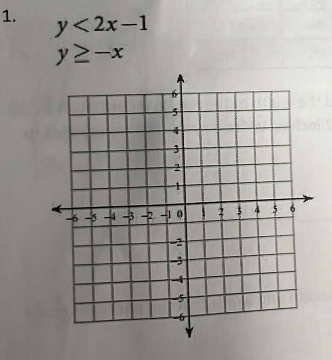 y<2x-1</tex>
y≥ -x