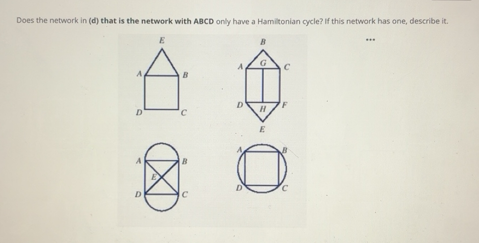 Solved: Does the network in (d) that is the network with ABCD only have ...