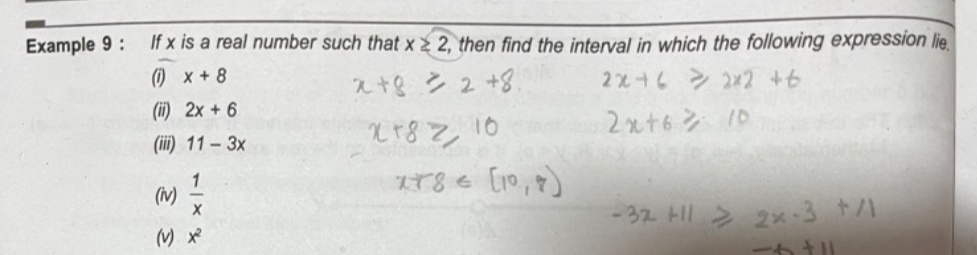 Solved: Example 9 : If x is a real number such that x≥ 2 , then find ...