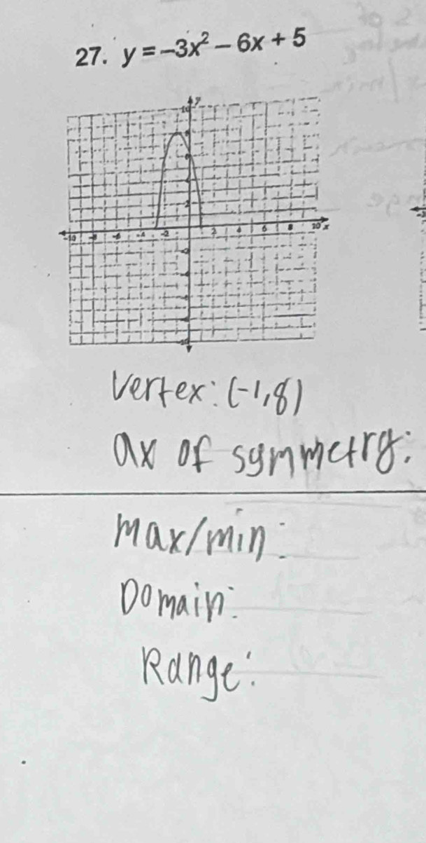 y=-3x^2-6x+5