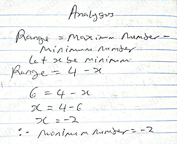 Solved: The range of a set of numbers is 6. The maximum value is 4 ...
