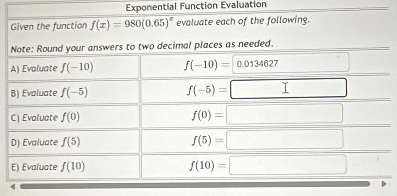 Exponential Function Evaluation