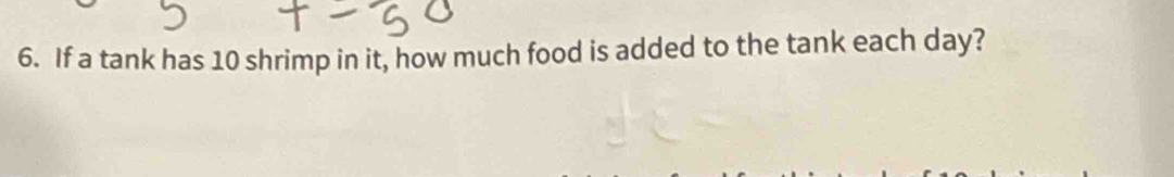 If a tank has 10 shrimp in it, how much food is added to the tank each day?
