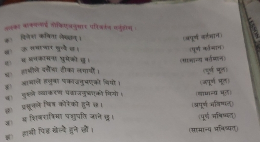 और परेबतन गनहोस 

न)ऊ सभाषार 
( म सणकामत 
8) (भी 
t τ 
3) आम 
भूत) 
गमान्य भूत 
D 
17 
a