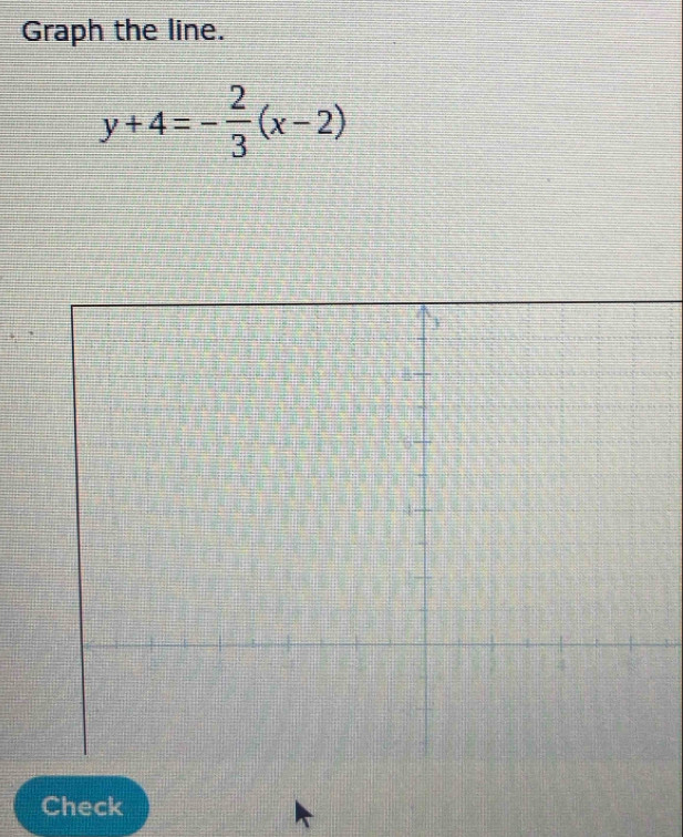 Graph the line.
y+4=- 2/3 (x-2)
Check