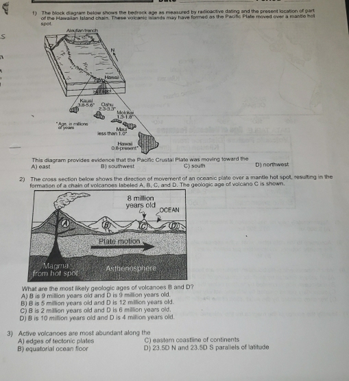 The block diagram below shows the bedrock age as measured by ...