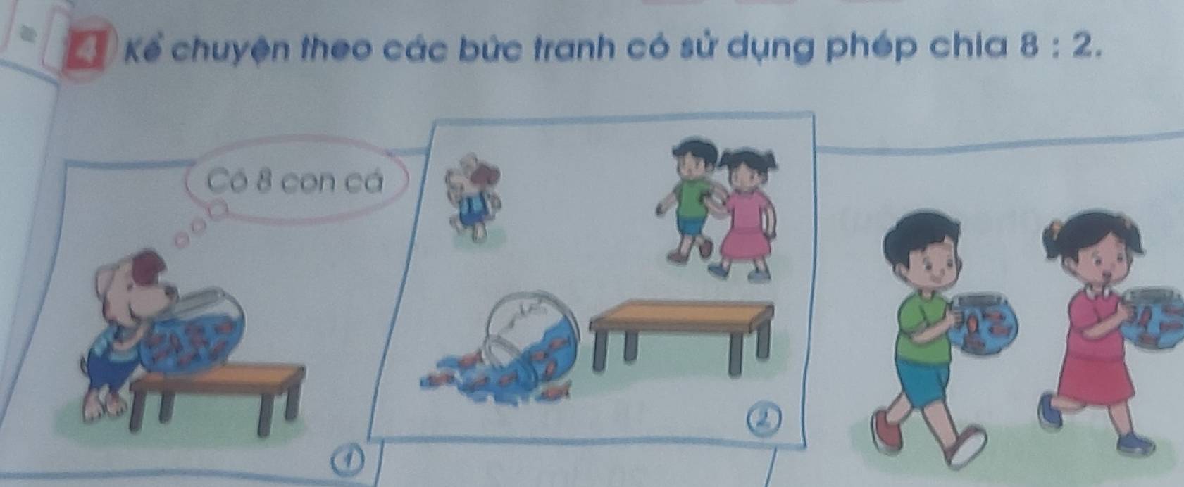 Kể Kể chuyện theo các bức tranh có sử dụng phép chia 8:2.