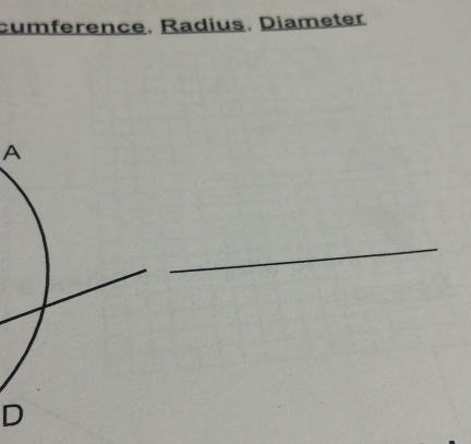 cumference, Radius, Diameter 
A 
_ 
D