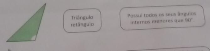 Triângulo Possui todos os seus ânguios 
retângulo internos menores que 90°