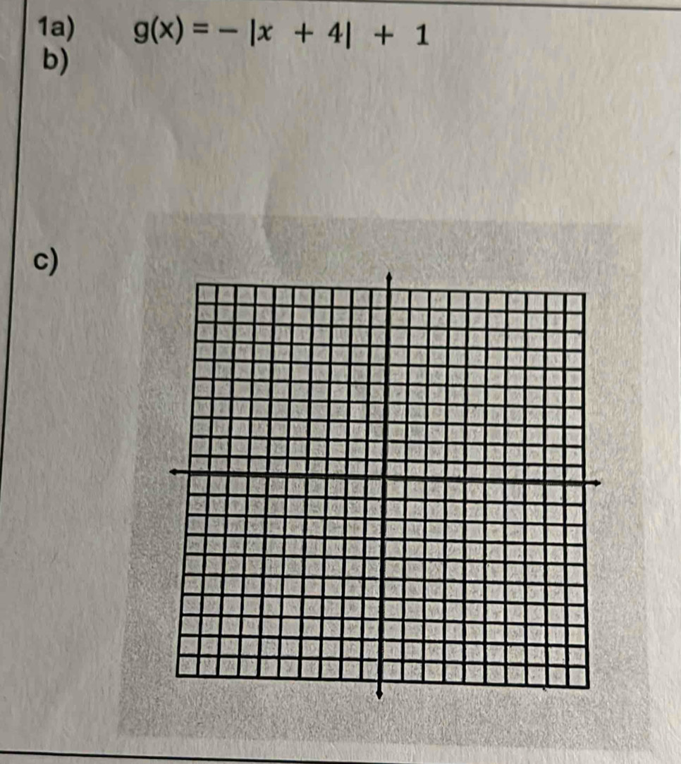 1a) g(x)=-|x+4|+1
b) 
c)