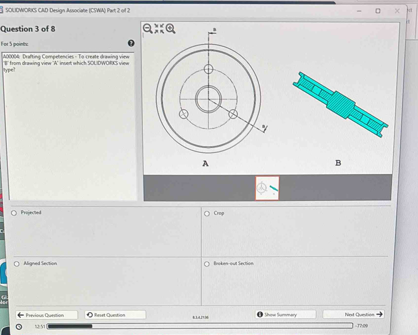 Solved: SOLIDWORKS CAD Design Associate (CSWA) Part 2 of 2 c Question 3 ...