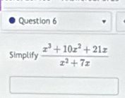 Simplify  (x^3+10x^2+21x)/x^2+7x 