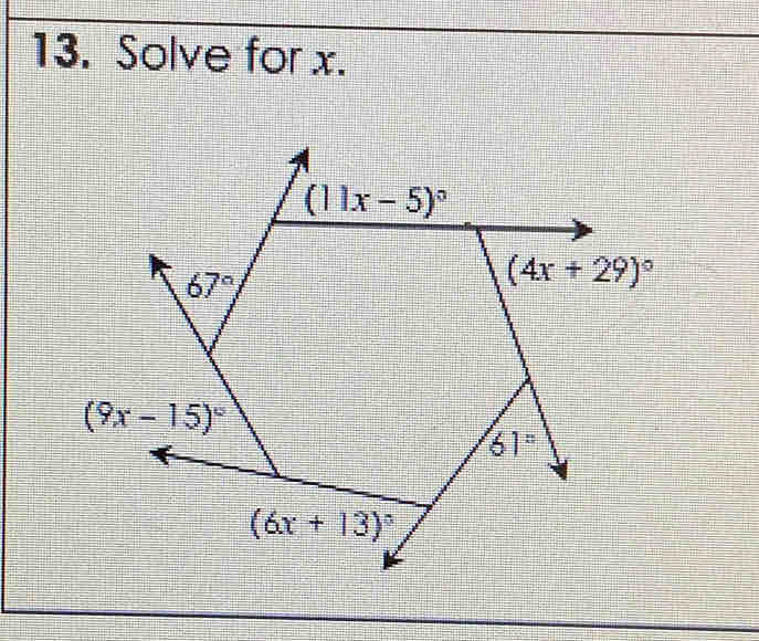 Solve for x.