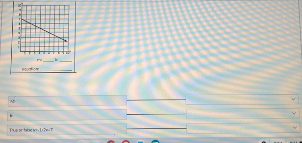 M: 
b: 
True or false y=-1/2x+7