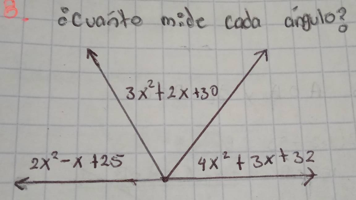 ecuaste mide cada angulo?