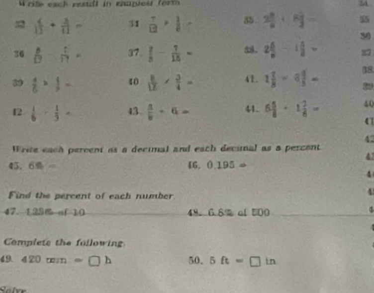 Solved: rite each readt in ehaplest form 34 =2 4/11 + 4/11 = 34 7/12 ...