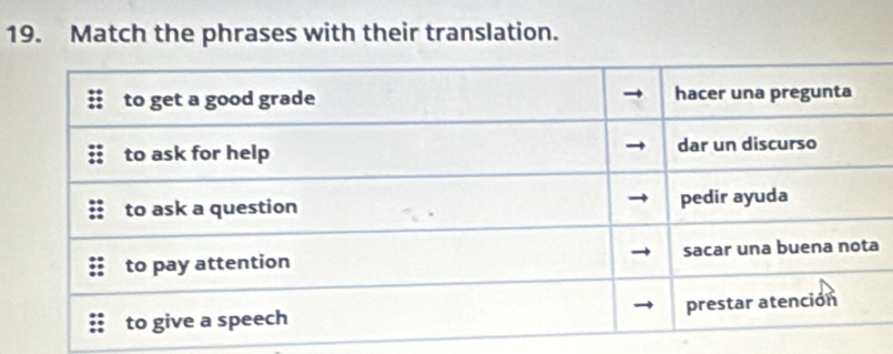 Match the phrases with their translation.