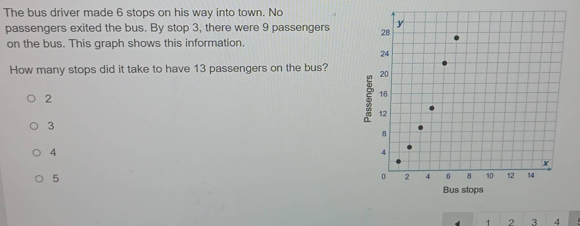 Solved: The bus driver made 6 stops on his way into town. No passengers ...