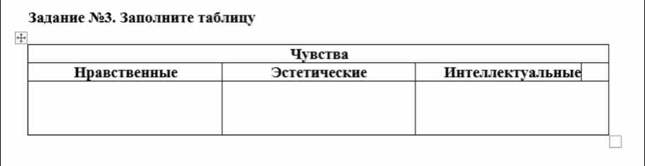 Βадание №3. Запоните τаблнцу