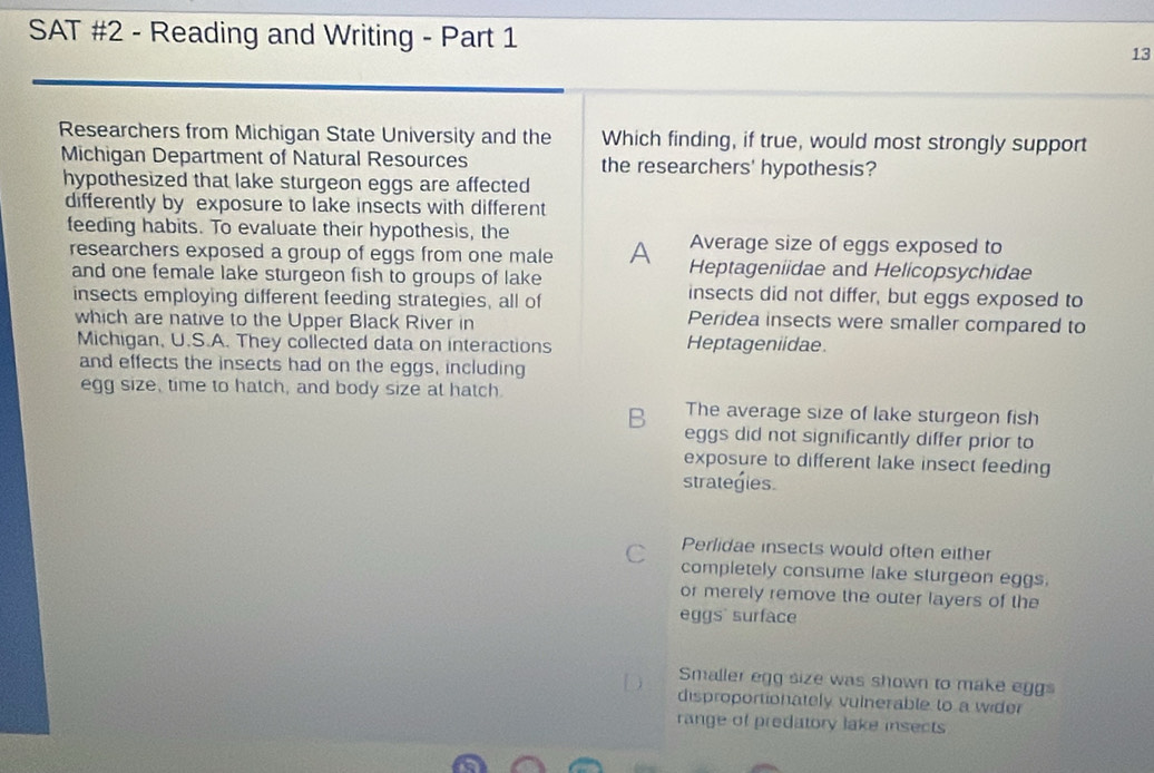 Solved: SAT #2 - Reading and Writing - Part 1 13 Researchers from ...
