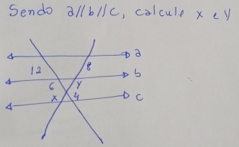 Sendo a//b//c , colcule x e y