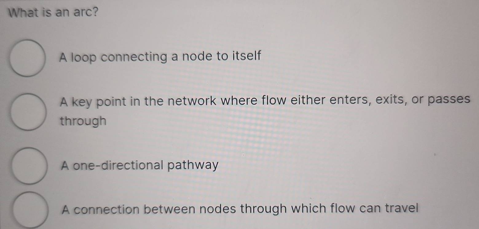 Solved: What is an arc? A loop connecting a node to itself A key point ...